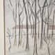 Oil painting on panel Winter landscape with snow Signed Bazin