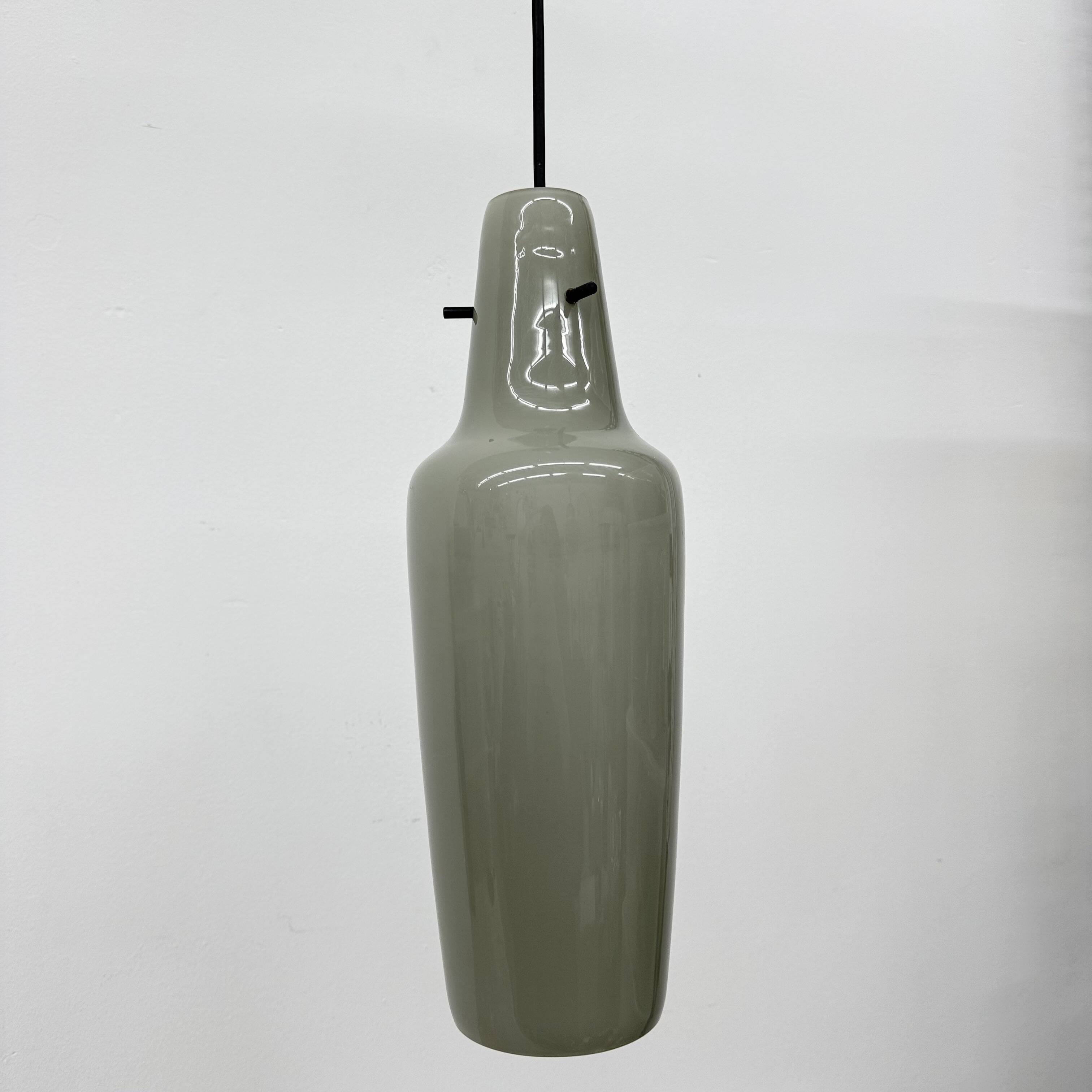 Mid-century grey glass pendant hanging lamp , 1960s Scandinavian