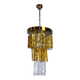 Bicolor chandeliers waterfall by zero quattro, orange and transparent murano glass, italy, 1970
