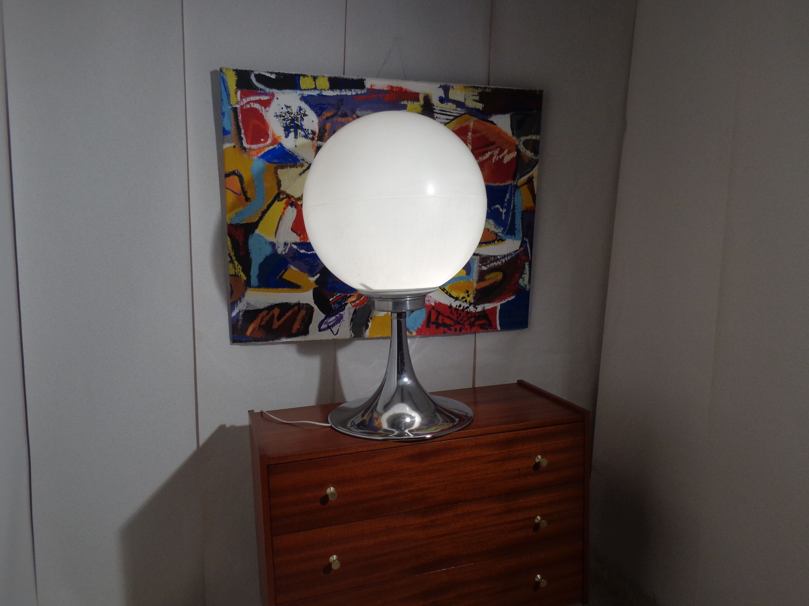 Lamp ball chrome foot tulip of the 1960s
