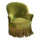 Vintage green velvet toad armchair