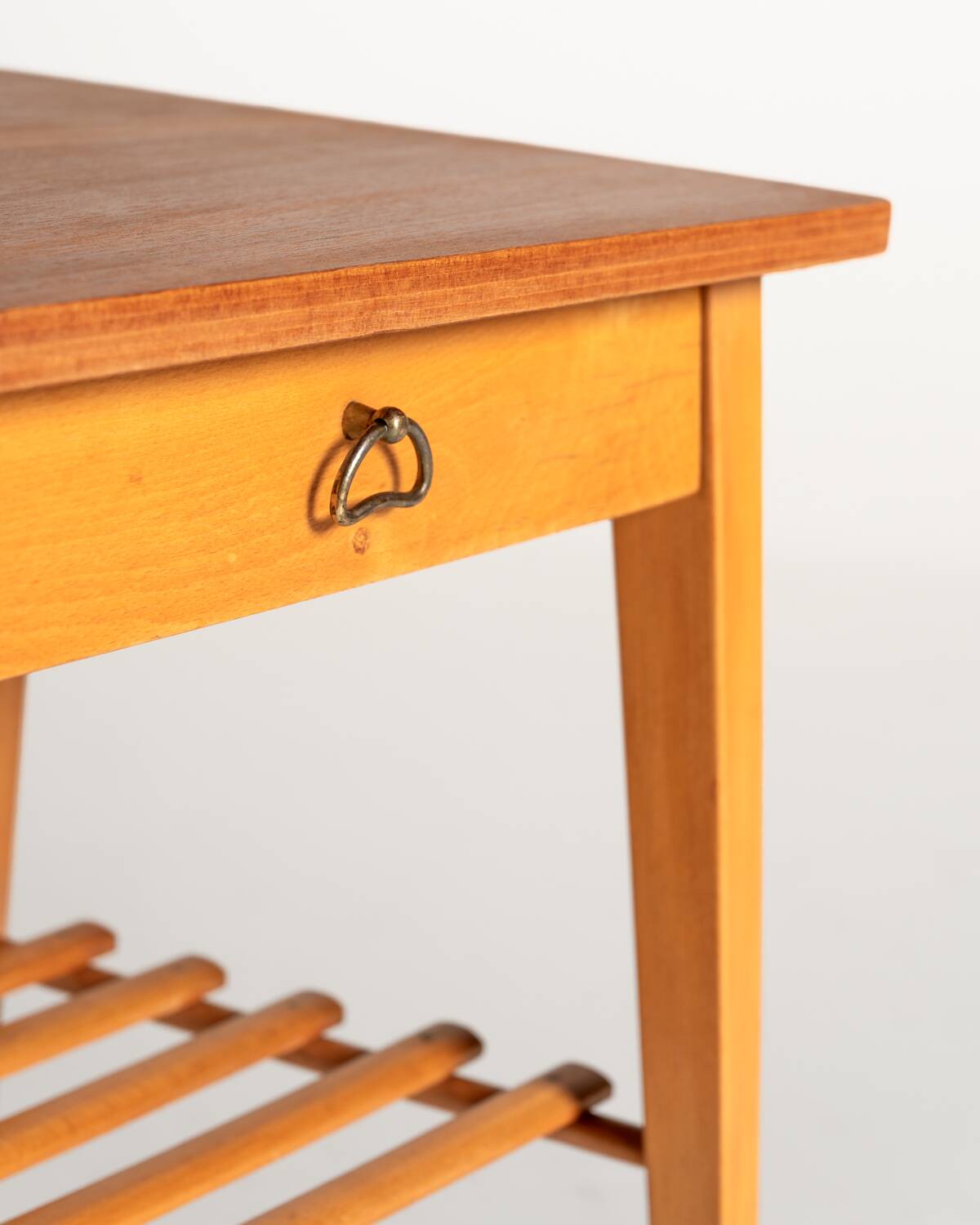 Scandinavian Birch Bedside Table, 1950s