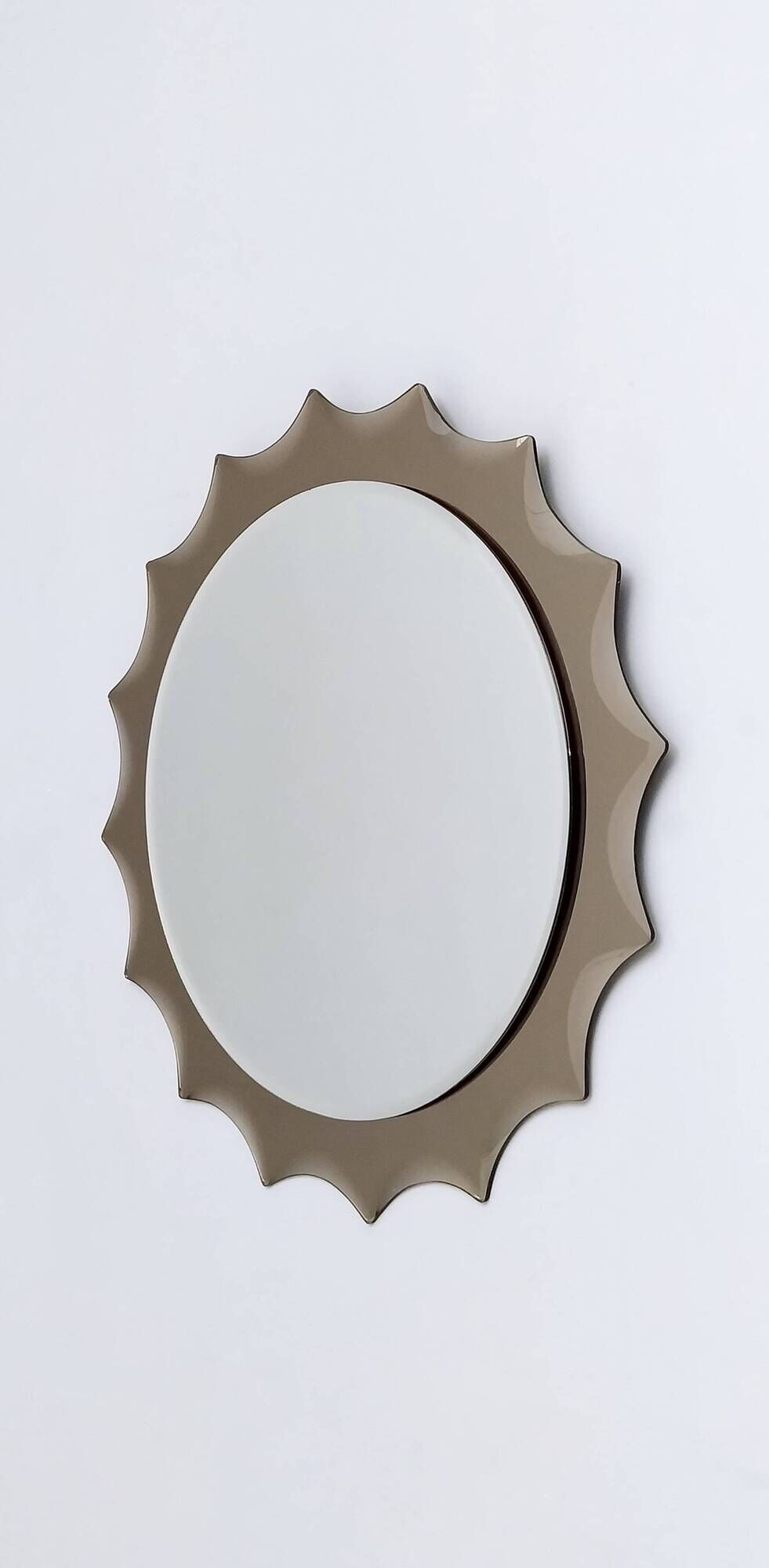 Postmodern Sun Shaped Bronze Wall Mirror in the Style of Cristal Art, Italy