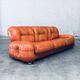 Mid-Century Modern Italian Leather 3 Seat Sofa, 1970s