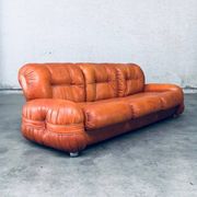Mid-Century Modern Italian Leather 3 Seat Sofa, 1970s
