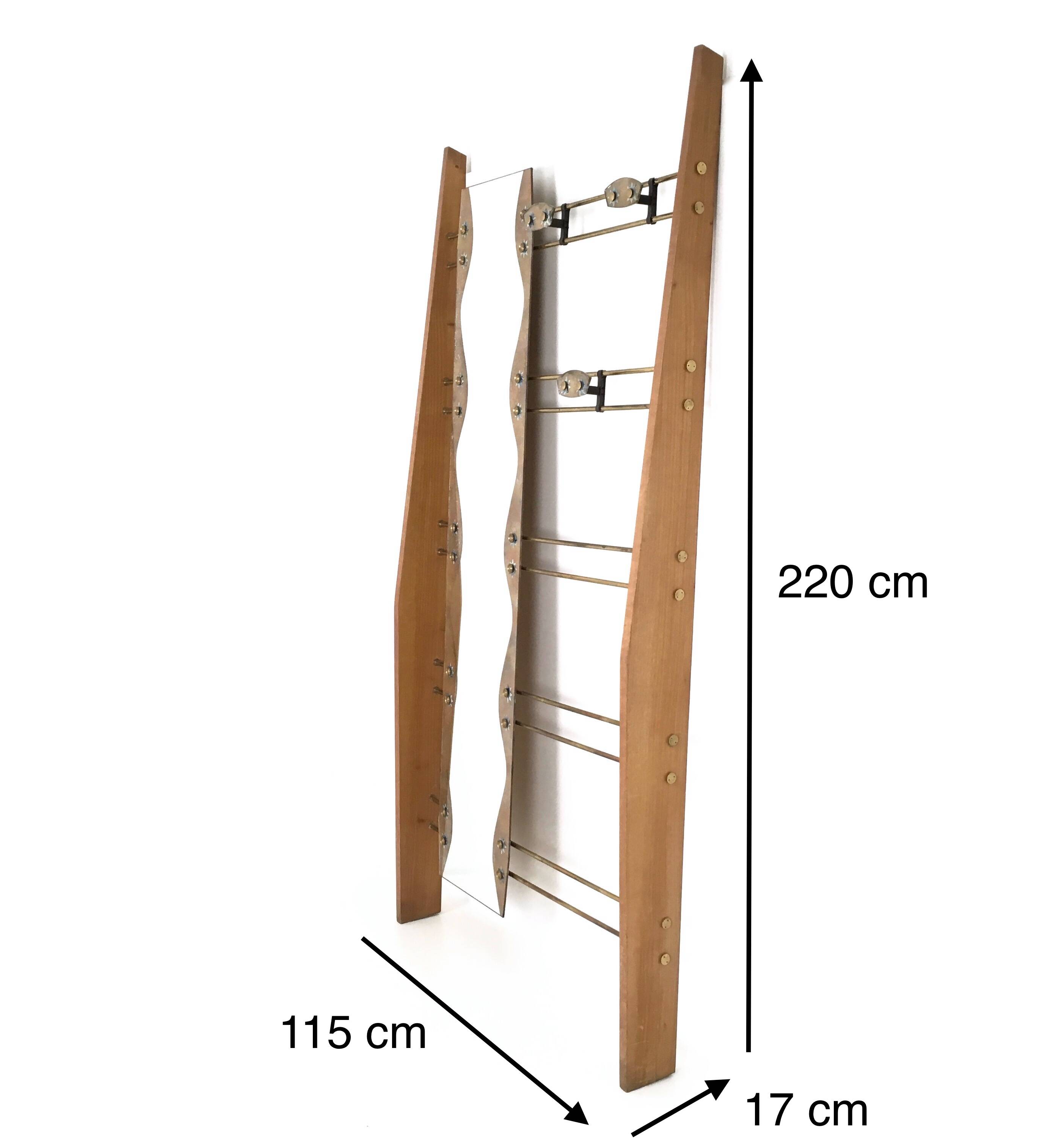 Cherry Veneer Entryway Coat Rack with Mirror, Italy
