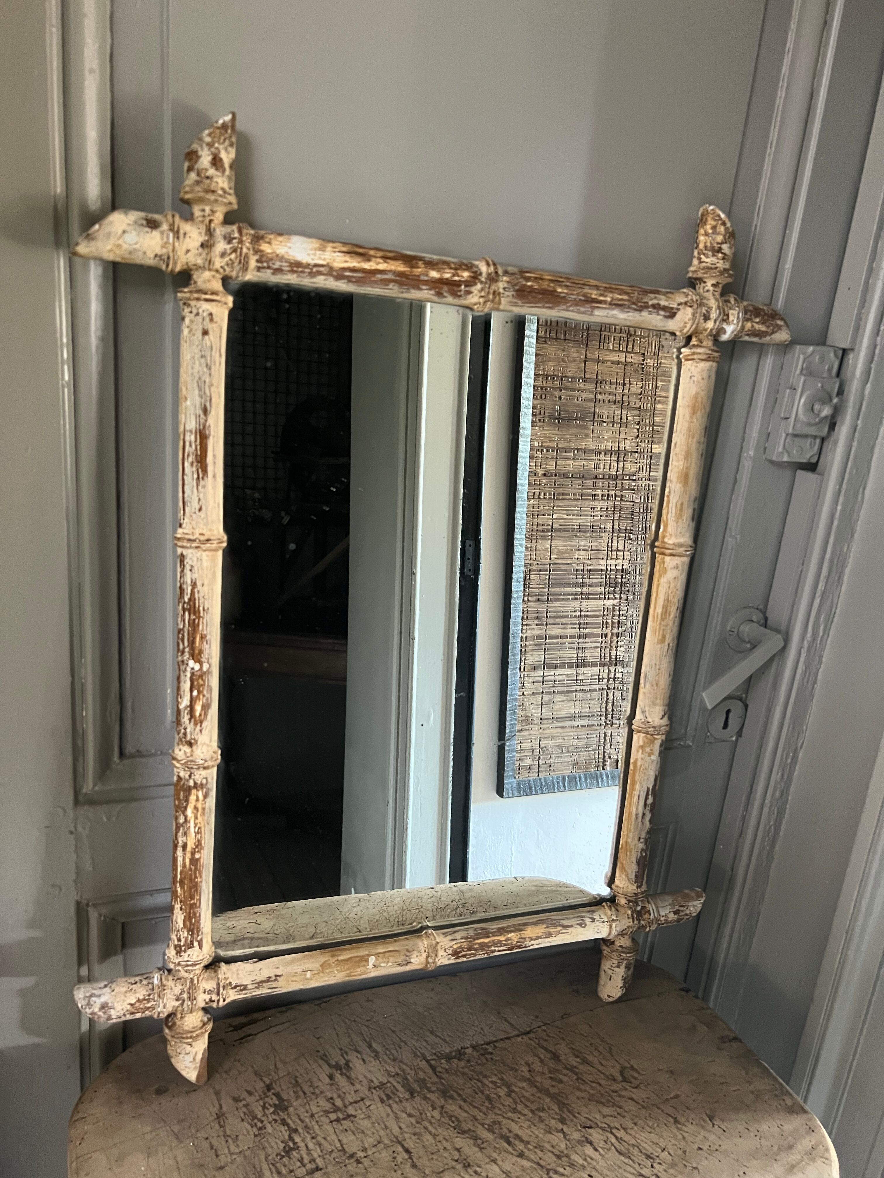 Miroir vintage bambou