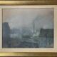 Pastel on paper circa 1900 Post-Impressionist Train Station and Train signed