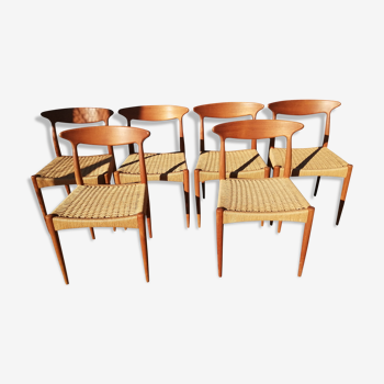 Series of 6 Scandinavian chairs Arne Hovmand-Olsen for Mogens Kold - 60s