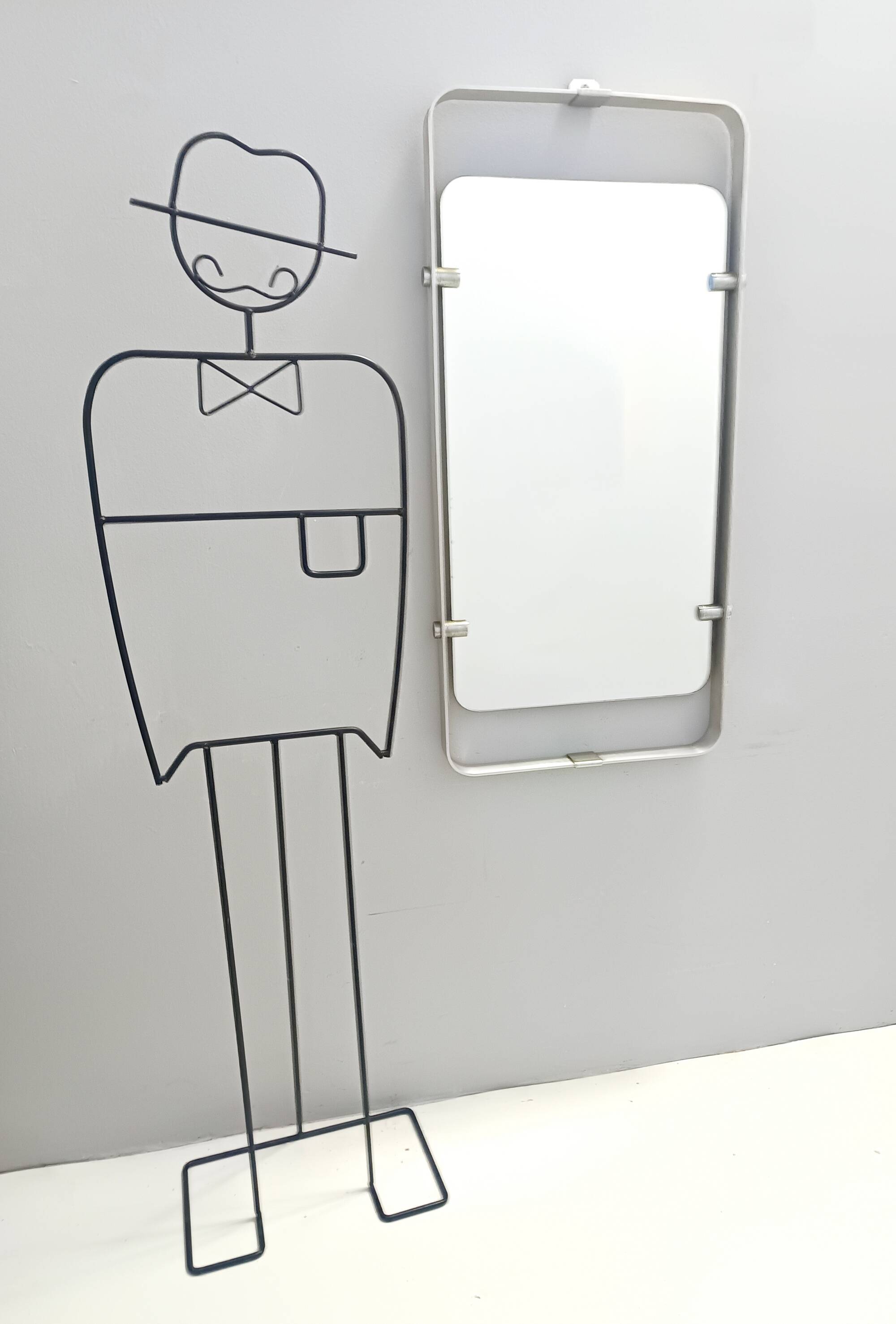 Rectangular Wall Mirror with Silver Glazed Metal Frame, Italy 1970s