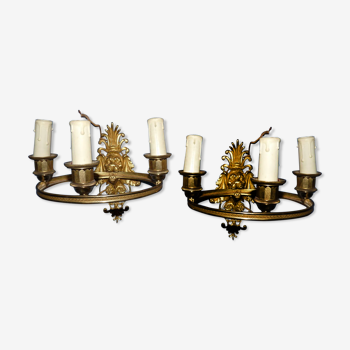 Set de 2 appliques bronze style empire lion