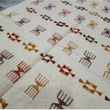 Handmade Berber patterned rug in natural wool