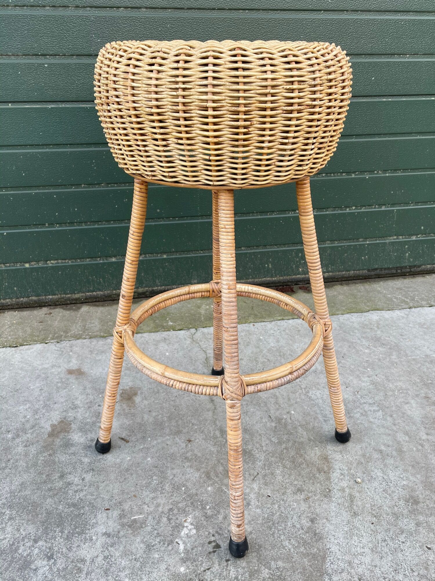 Set of four vintage rattan bar stools 1960 Nederland Design