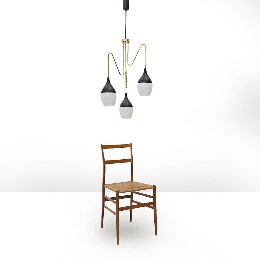 Brass chandelier with 3 pendants, 1950s