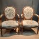 Pair of Louis XV style medallion armchairs.