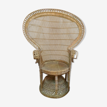 Fauteuil Emmanuelle en osier et rotin époque 1970