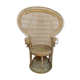 Large Emmanuelle chair in wicker and rattan Era 1970