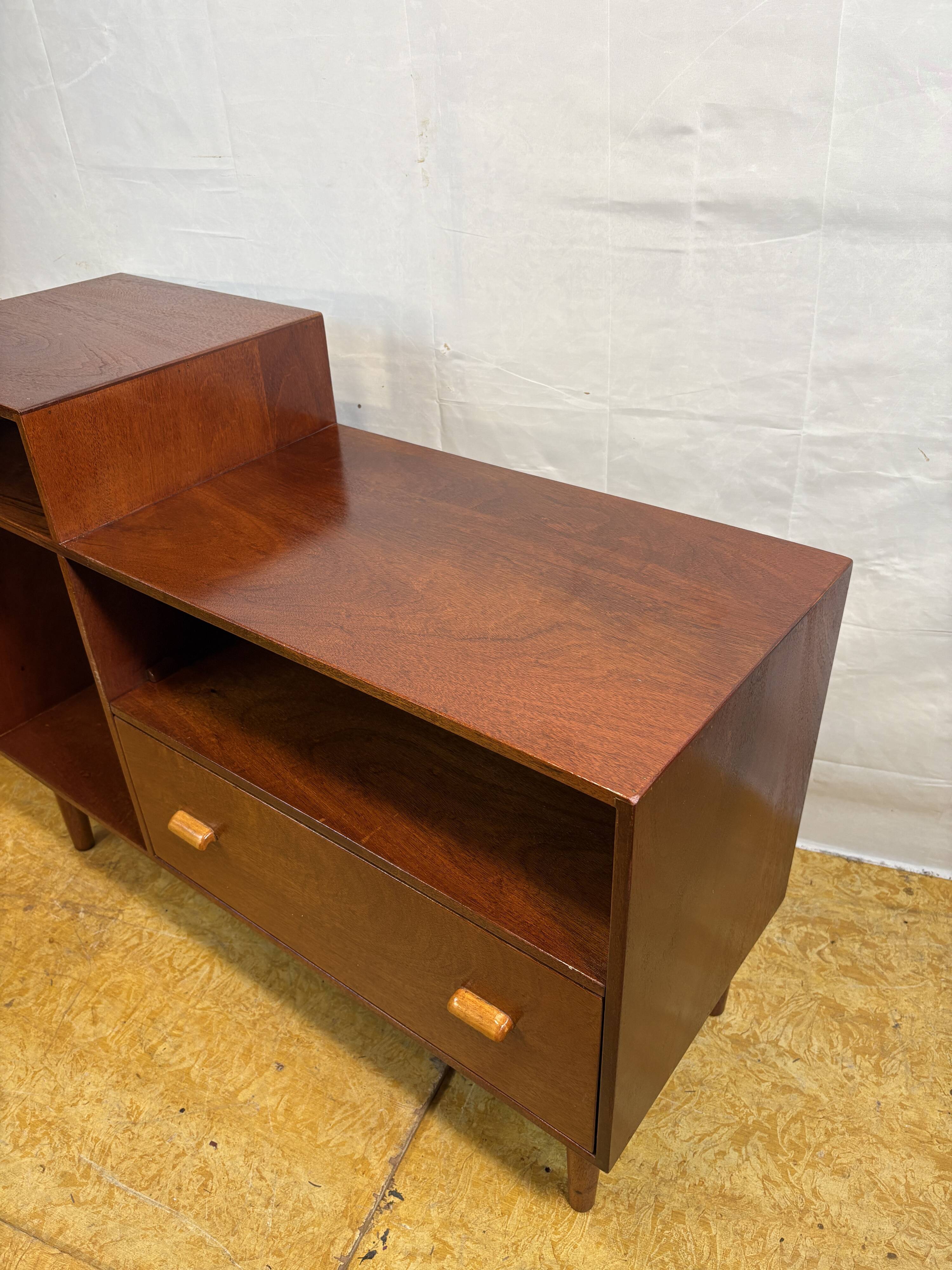 Mid Century Retro Teak Telephone Seat / Media Cabinet (Circa 1960)  A super