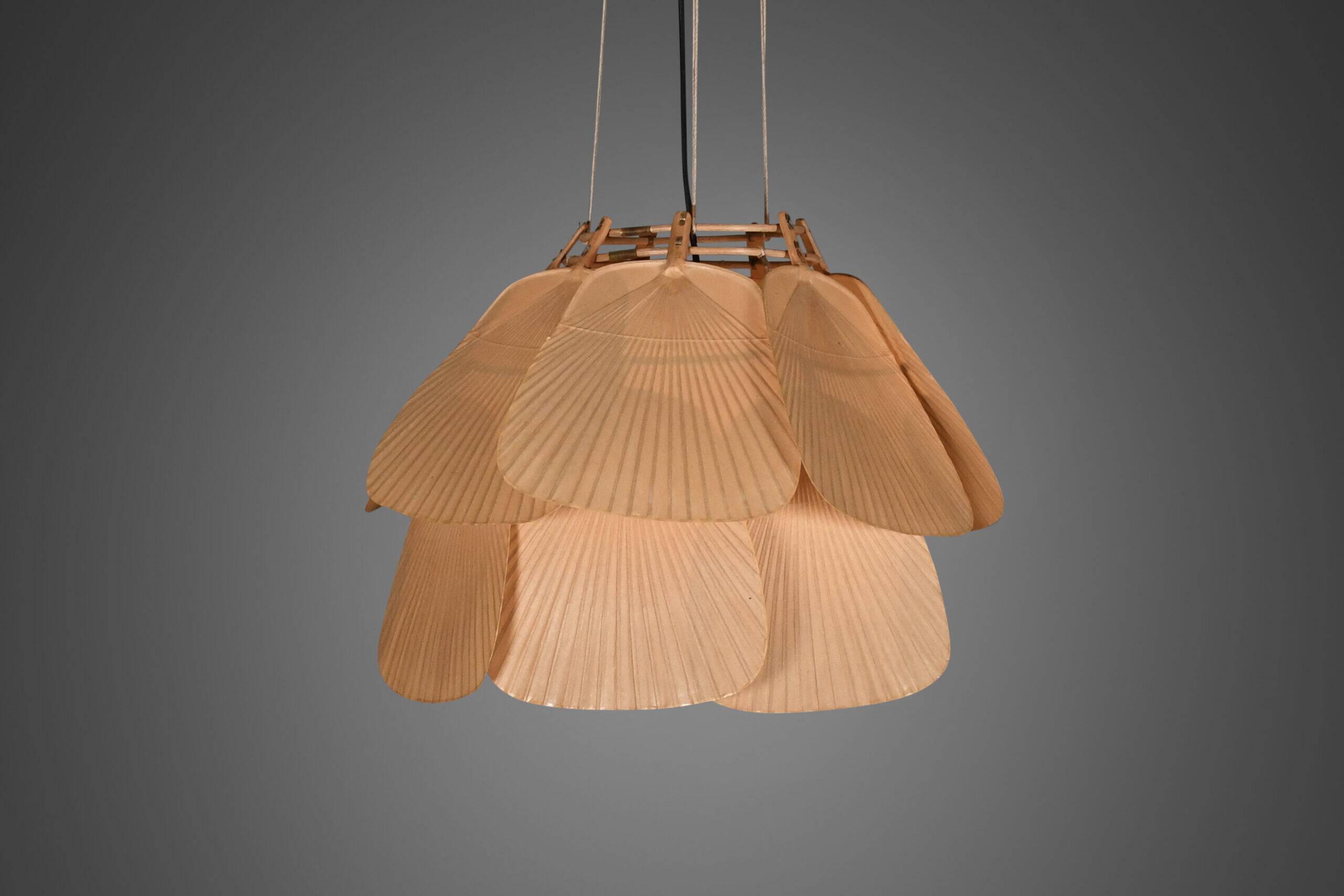 Beautiful Uchiwa 'Ju Yon' chandelier by Ingo Maurer for M Design, 1970s