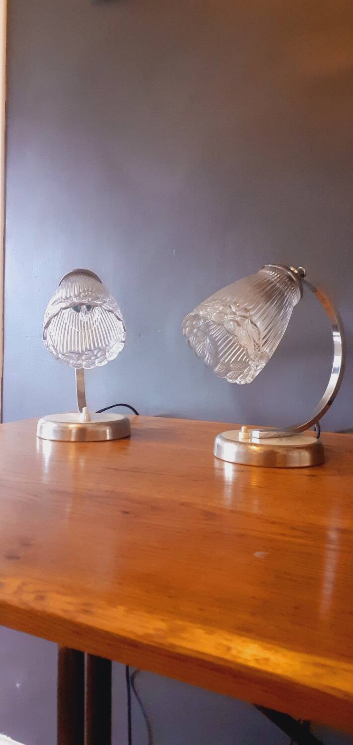 Pair of 40s/50s art deco style lamps/wall lights