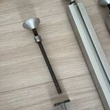 Modular bookcase in aluminum and smoked plexiglass