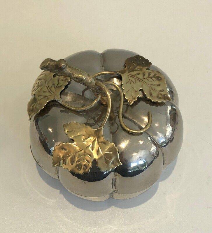 Silver-plated and brass pumpkin ice bucket