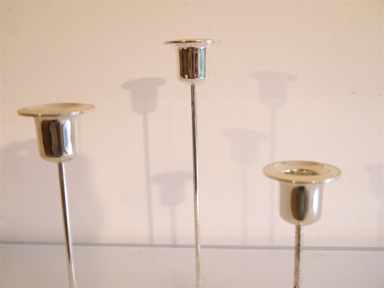 Set of 3 vintage metal candle holders 1970