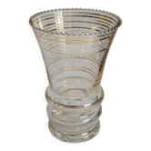 Vase évasé en verre liserés dorés