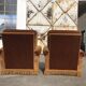 Pair of toad armchairs in old gold velvet