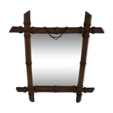 Old bamboo mirror - chain suspension decoration years 60 vintage