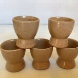 Five handmade stoneware egg cups