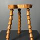 Midcentury brutalist artisanal wood turned handmade tripod stool, ca 1960s