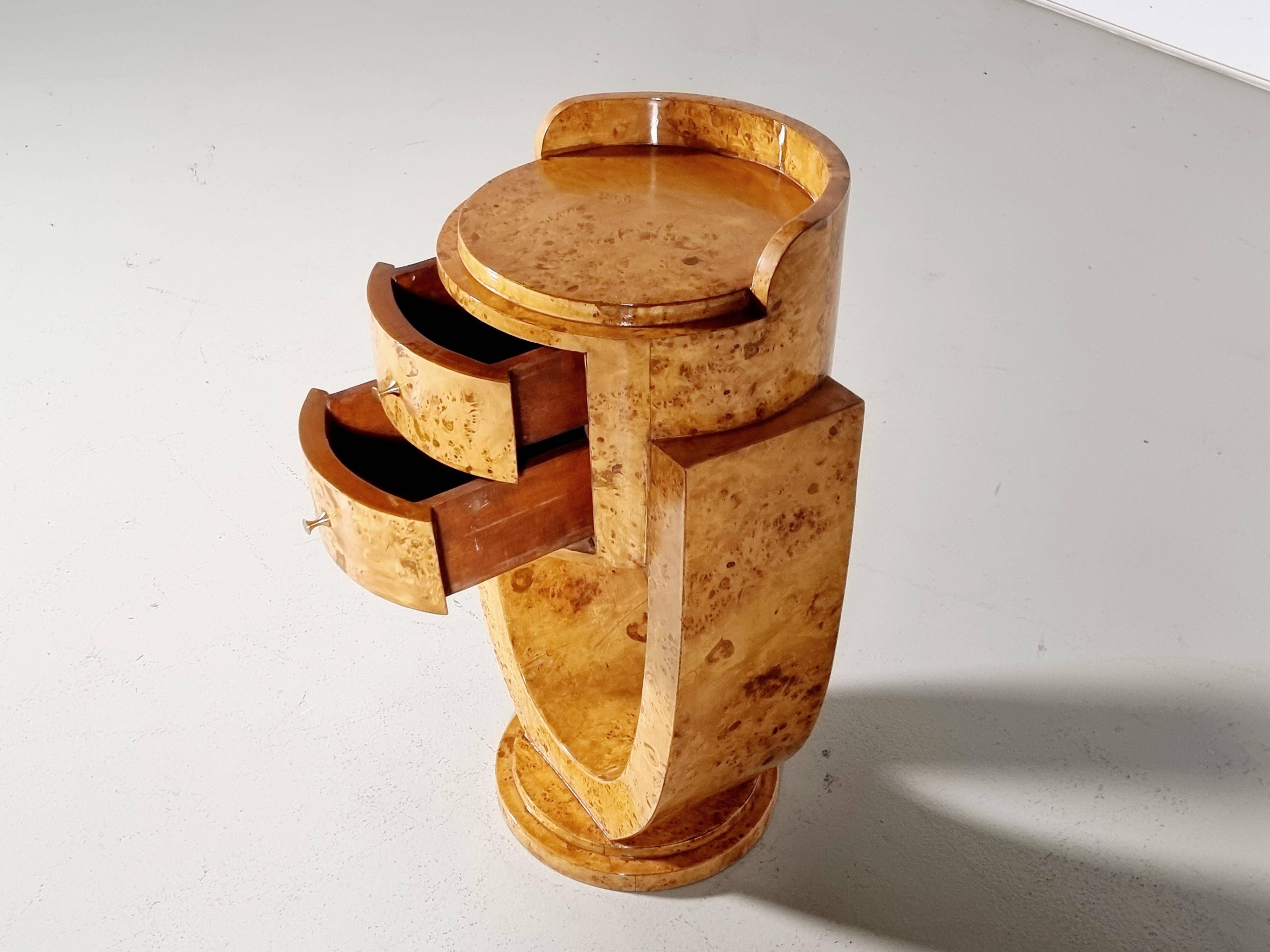 Meuble de rangement Art Déco en placage de bois de ronce, 1970