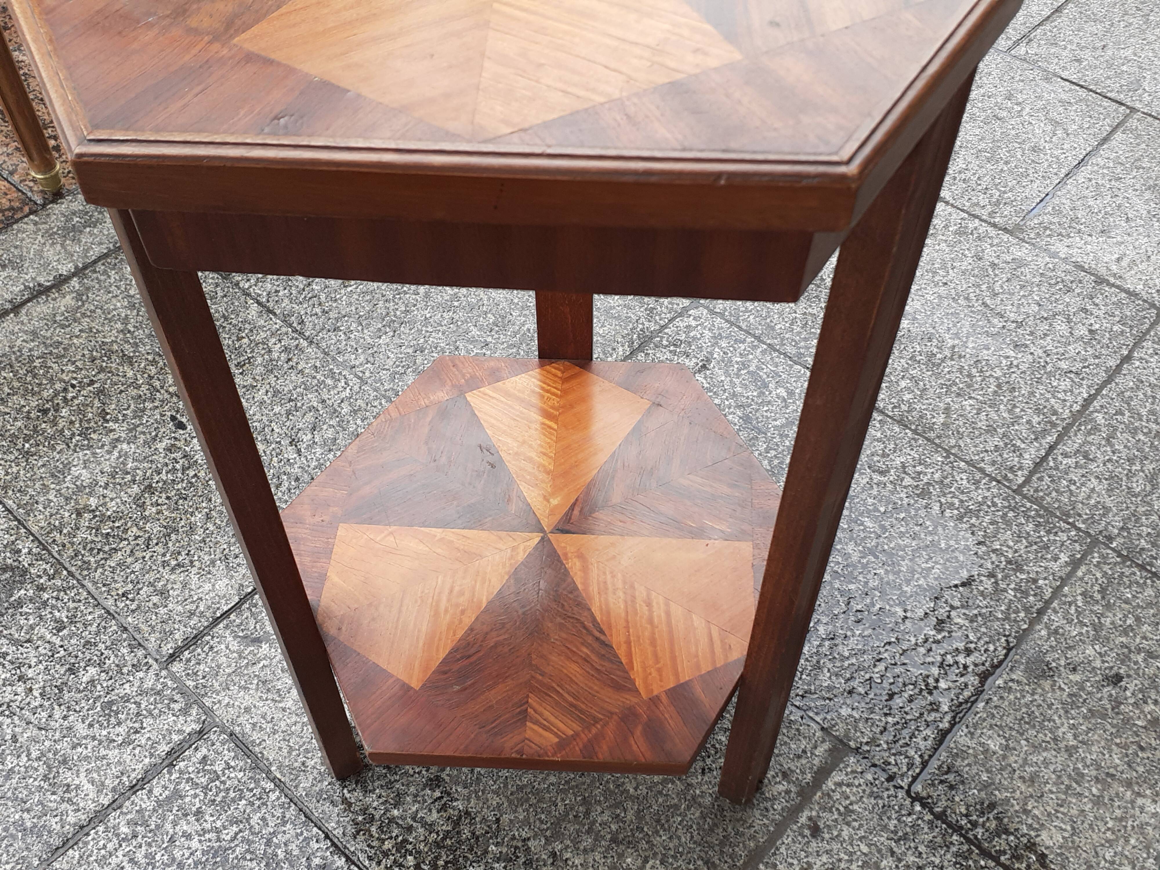 Gueridon old marquetry table old art deco vintage