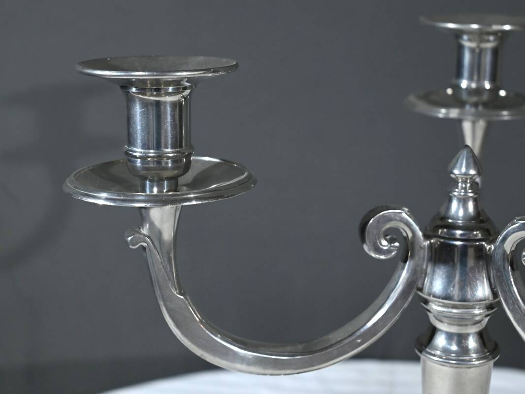 Pair of “Le Lingot” Candelabra in Pewter – Mid 20th Century