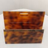 Porte-revues en méthacrylate et laiton Italie années 1970.