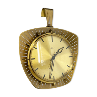 Vintage brass wall clock Atlanta Kienzle, Germany, 1950s