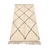 Beni Ouarain Berber rug in cream and black wool – 150 × 260 cm