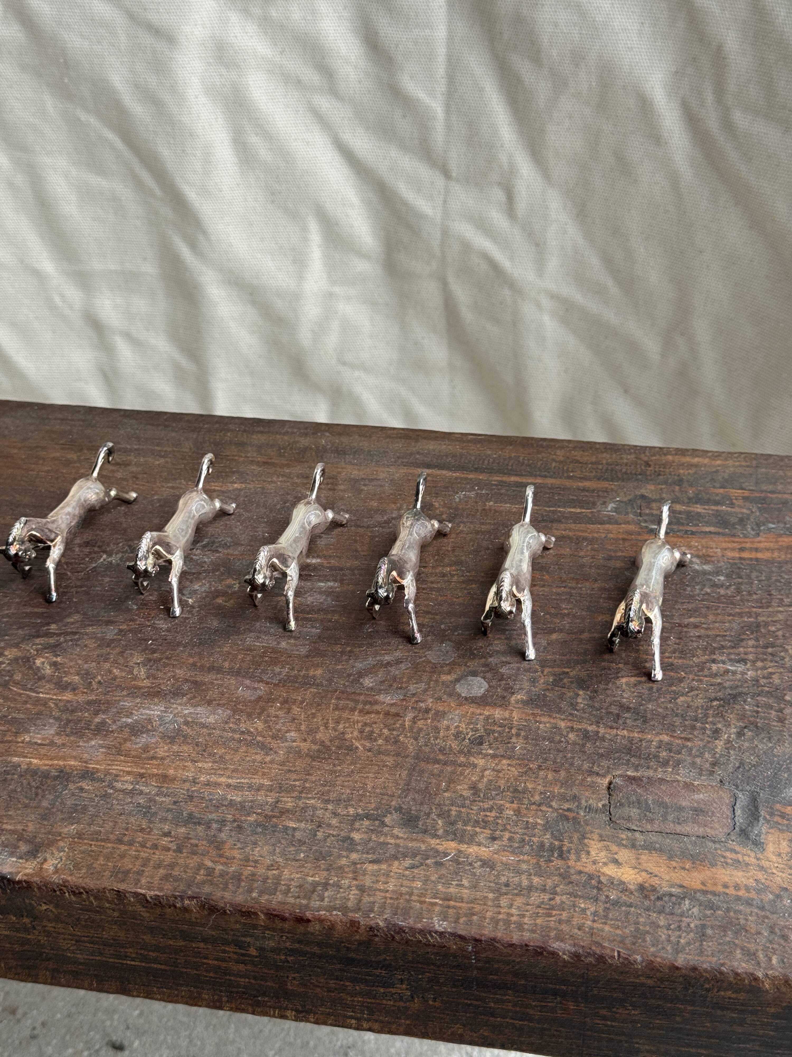 Set of 6 silver-plated horse knife rests L8 H2