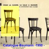 4 Baumann 1950 bistro chairs in “golden oak” color