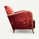 Paire de fauteuils club art déco velours frappé rouge bordeaux 1930