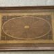Large vintage tray, wood marquetry under glass