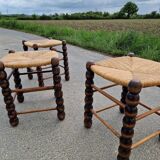 Set of 3 country straw stools