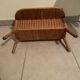 Vintage rattan magazine rack with side shelf - Bohemian style