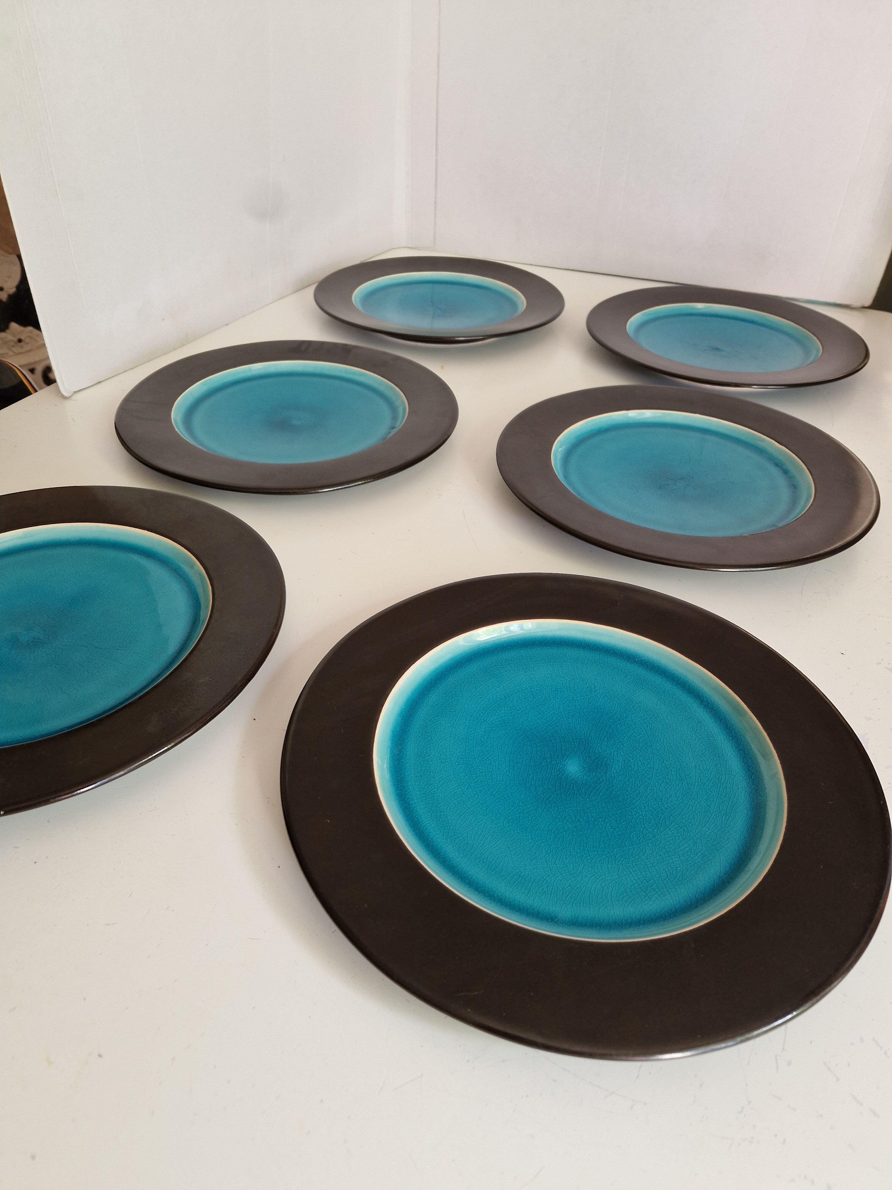 Set of 6 Flat Plates Geneviève Lethu Model Salomé