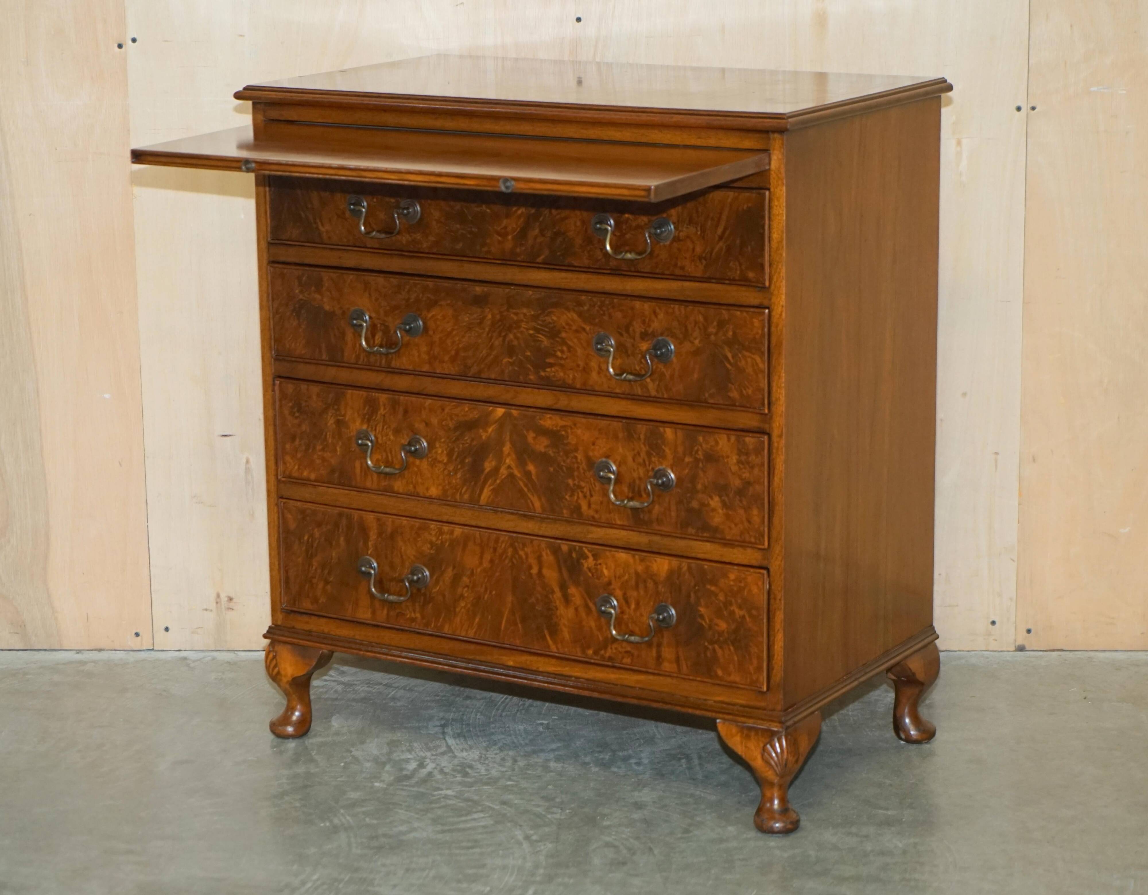 1940s vintage walnut commode with butler's serving tray.