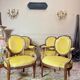 Set of four natural wood armchairs in louis xvi style 19th century