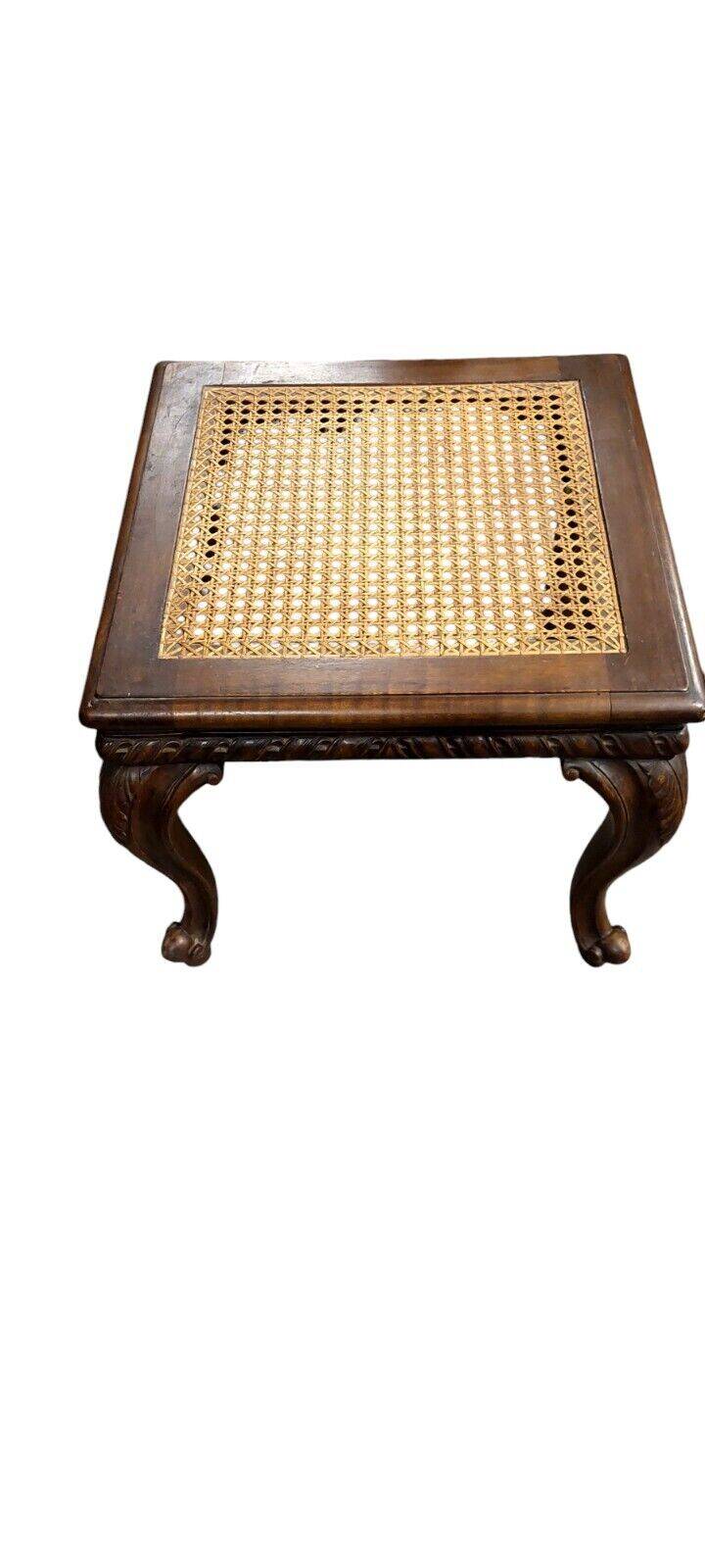 Solid carved walnut stool, early 1900s