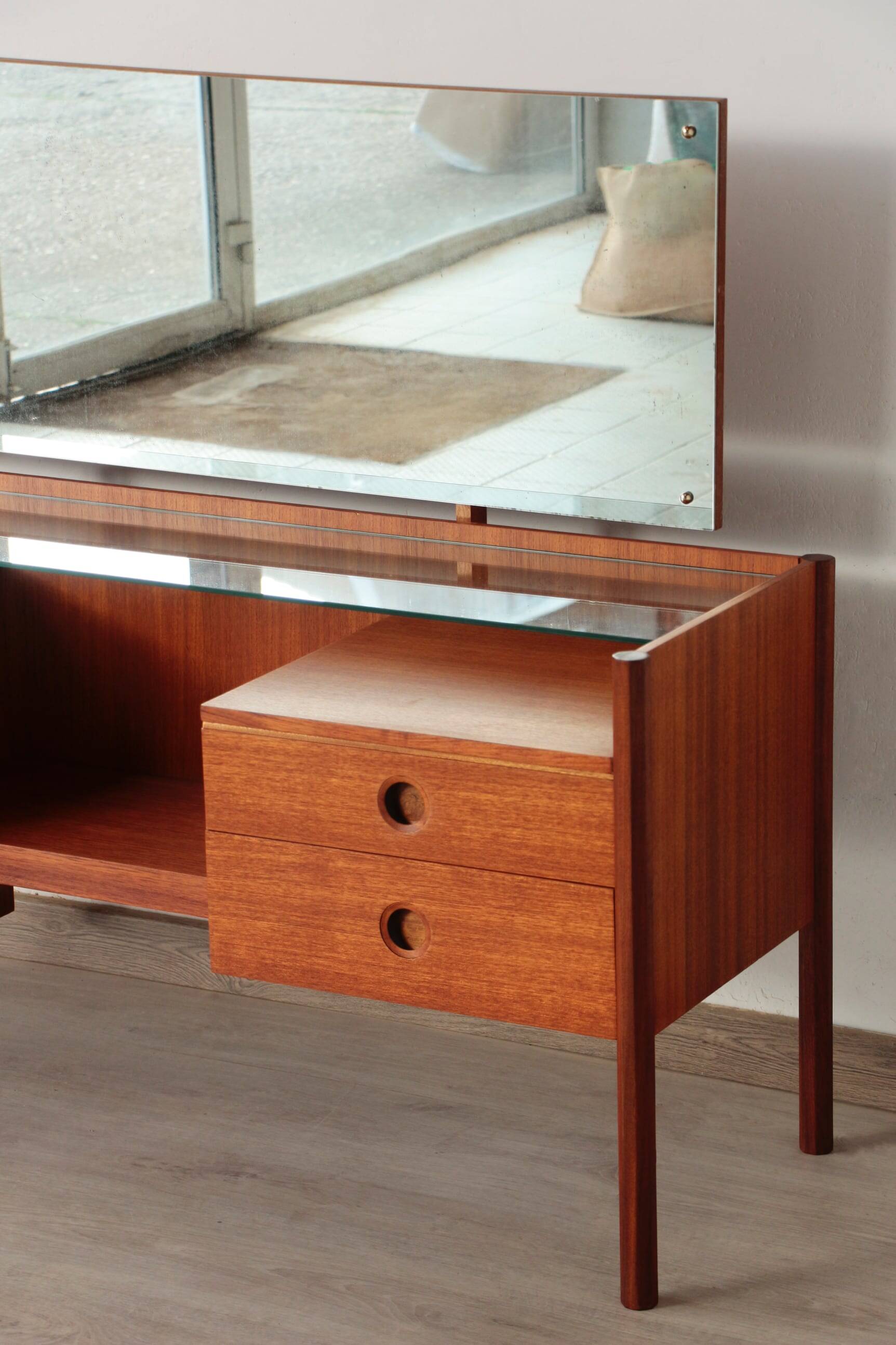 Wrighton Teak Dressing Table - Vintage 1960s - Hexagonal Base