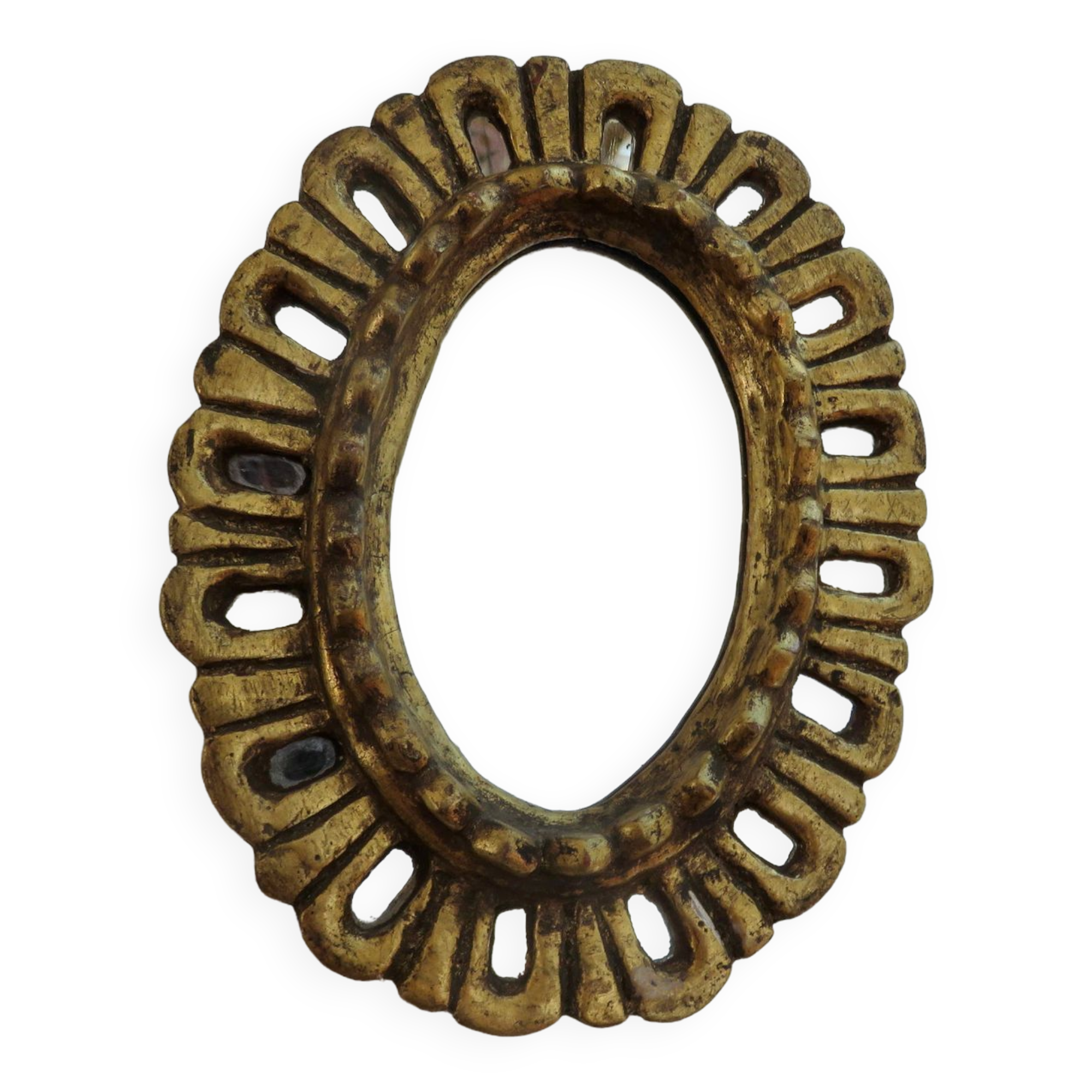 Miroir en bois doré avec incrustations années 20 30